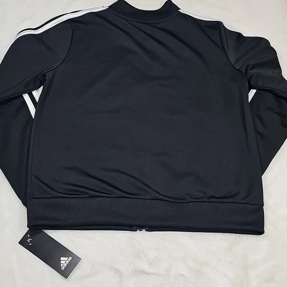 Adidas Girls Full Zip Tricot Jacket - Black & White- Large (14)-NWT